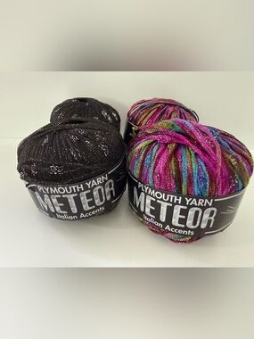 ⁠Plymouth Yarn Meteor Italian Accents Nylon Lurex Blend Yarn Lot of 4 Skeins⁠